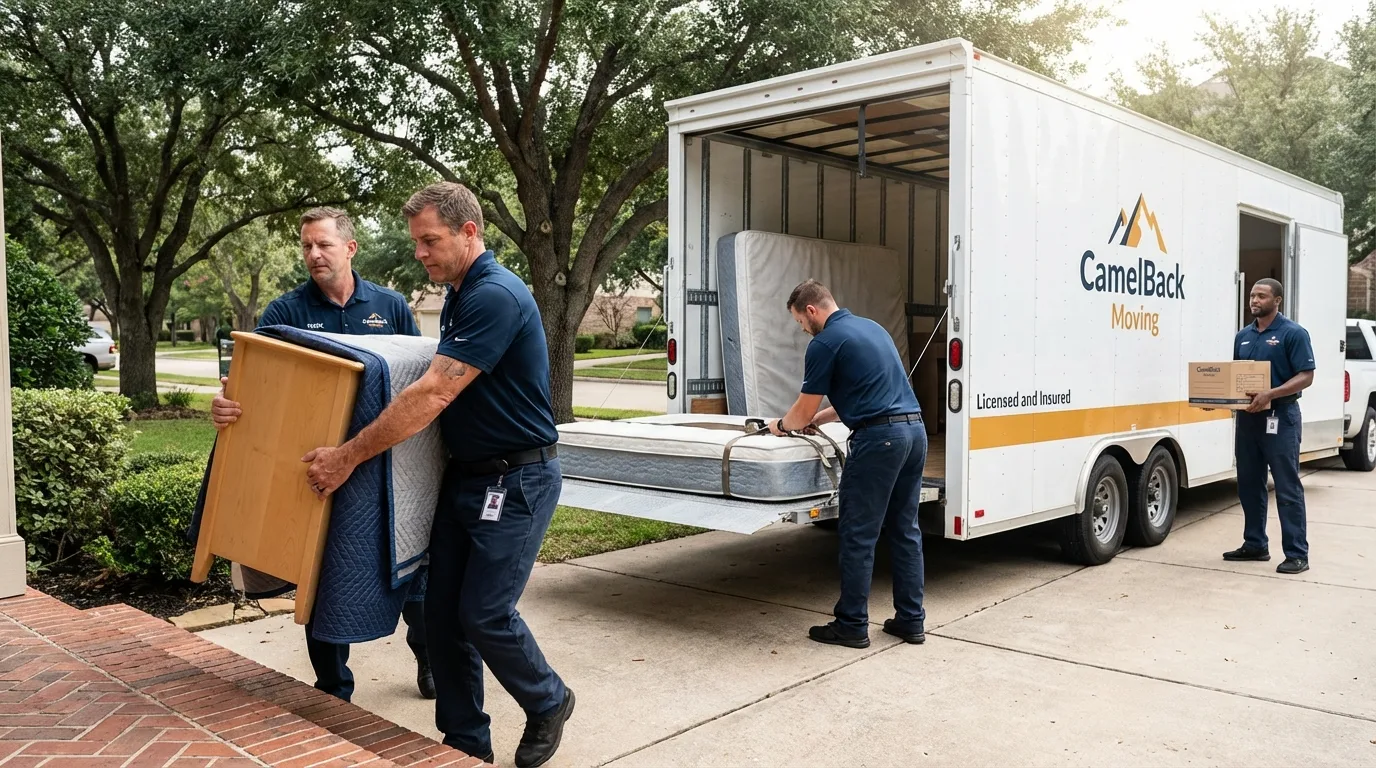Crew loading residential truck for cross-state move from Carbondale, IL