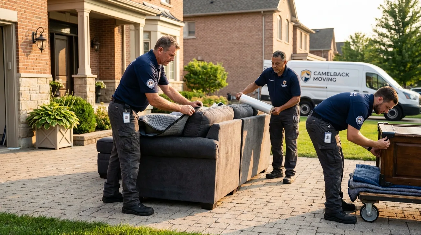 Large estate moving crew wrapping furniture in Carbondale, IL