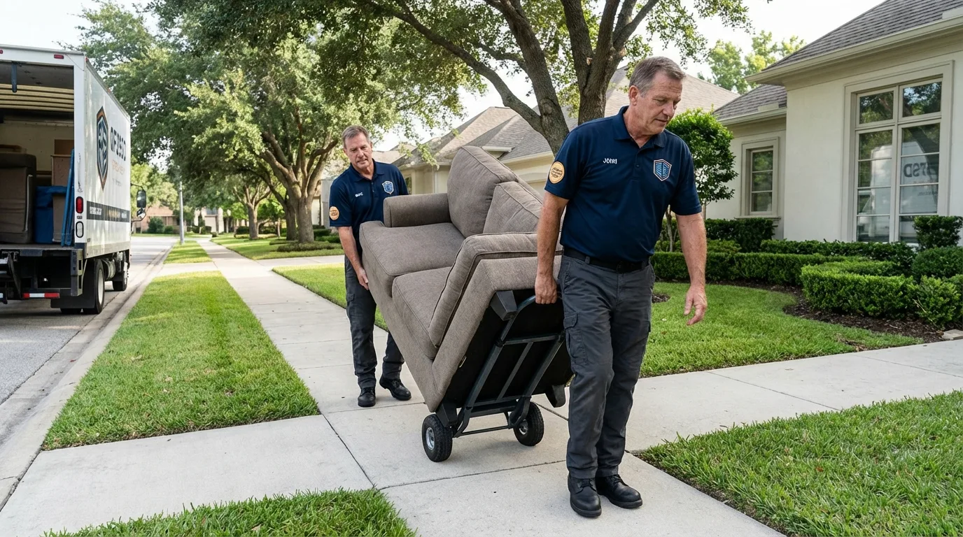 Local residential moving crew loading furniture in Carbondale, IL